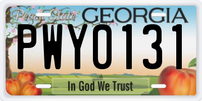 GA license plate PWY0131