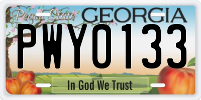 GA license plate PWY0133