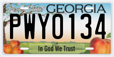 GA license plate PWY0134