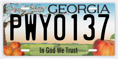 GA license plate PWY0137