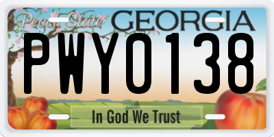 GA license plate PWY0138