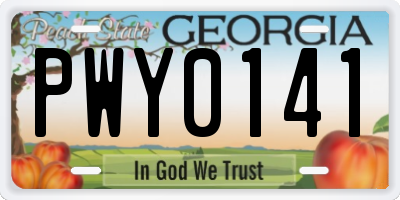 GA license plate PWY0141