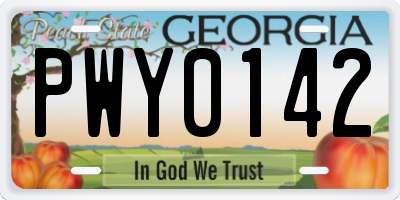 GA license plate PWY0142
