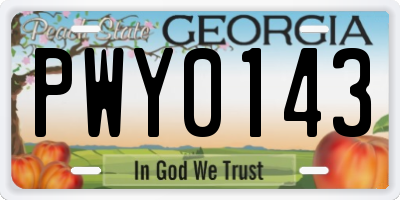 GA license plate PWY0143