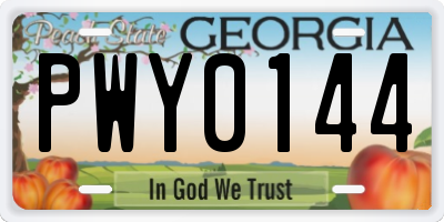 GA license plate PWY0144