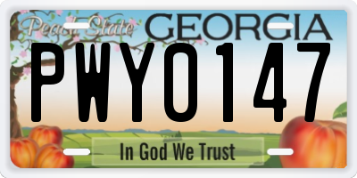 GA license plate PWY0147