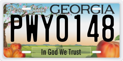 GA license plate PWY0148