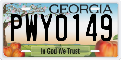 GA license plate PWY0149