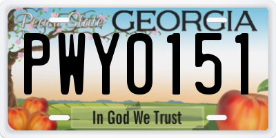 GA license plate PWY0151