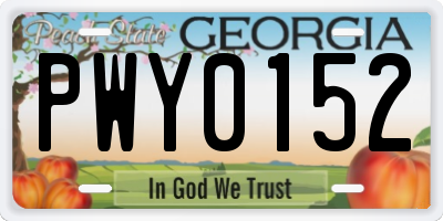 GA license plate PWY0152
