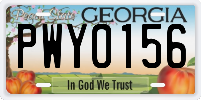 GA license plate PWY0156