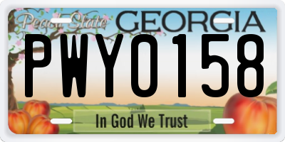 GA license plate PWY0158