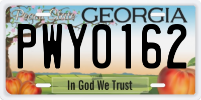 GA license plate PWY0162