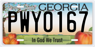GA license plate PWY0167
