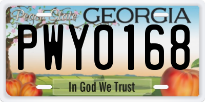 GA license plate PWY0168