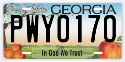 GA license plate PWY0170