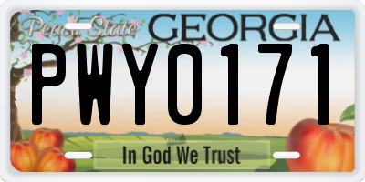 GA license plate PWY0171