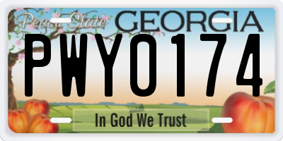 GA license plate PWY0174