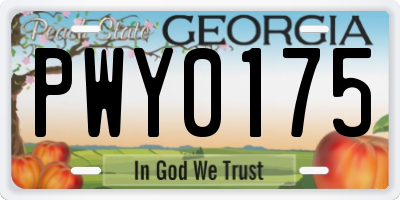 GA license plate PWY0175