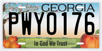 GA license plate PWY0176