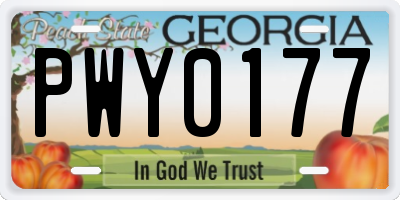 GA license plate PWY0177