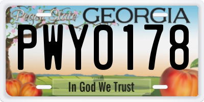 GA license plate PWY0178