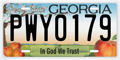 GA license plate PWY0179