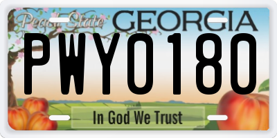 GA license plate PWY0180