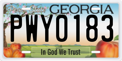 GA license plate PWY0183
