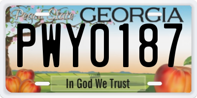 GA license plate PWY0187