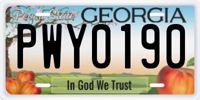 GA license plate PWY0190