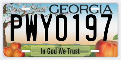 GA license plate PWY0197