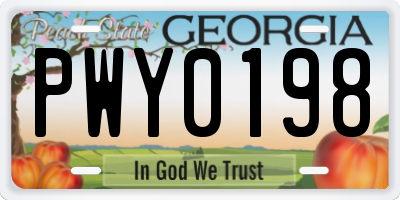 GA license plate PWY0198