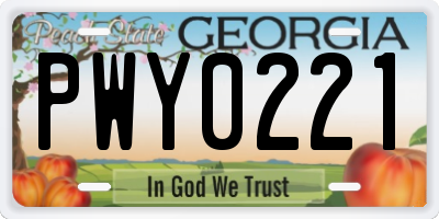 GA license plate PWY0221