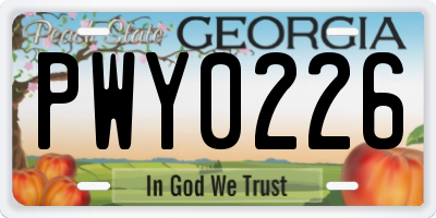 GA license plate PWY0226