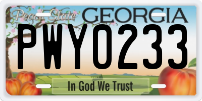 GA license plate PWY0233