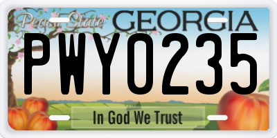 GA license plate PWY0235