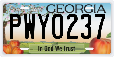 GA license plate PWY0237