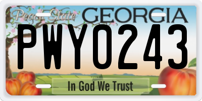 GA license plate PWY0243