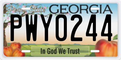GA license plate PWY0244