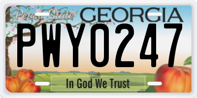 GA license plate PWY0247