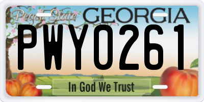 GA license plate PWY0261