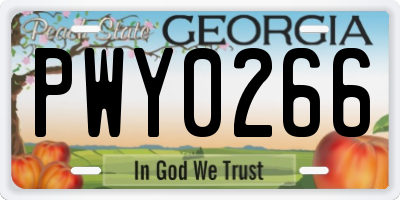 GA license plate PWY0266