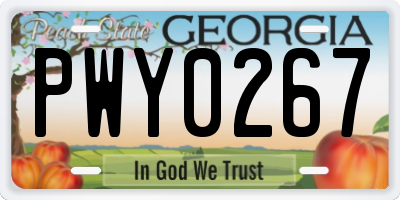 GA license plate PWY0267