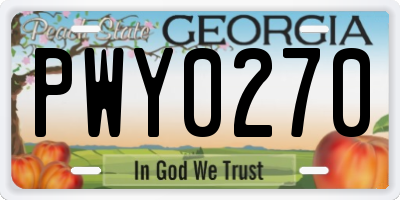 GA license plate PWY0270
