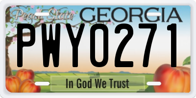 GA license plate PWY0271