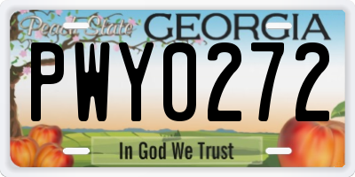 GA license plate PWY0272