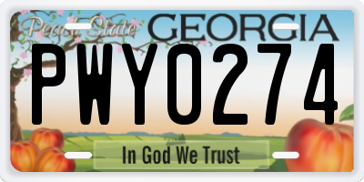 GA license plate PWY0274