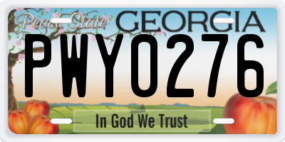 GA license plate PWY0276