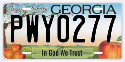 GA license plate PWY0277
